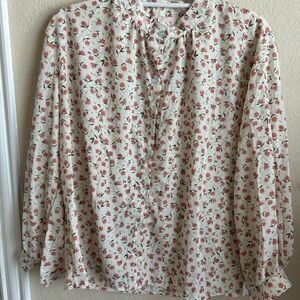 Floral Print Women's Top - Cream and Pink